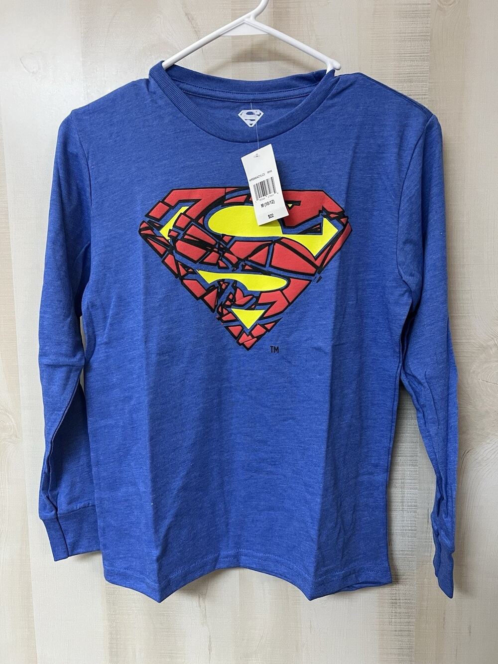 Superman Boys Blue Long Sleeved Superman Logo T-Shirt - NWT